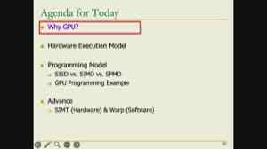课件用 SISD、SIMD 等分类说明并行硬件模型:GPU 底层往往是一台 SIMD 引擎,指令管线像 SIMD 管线一样广播到多个数据单元。